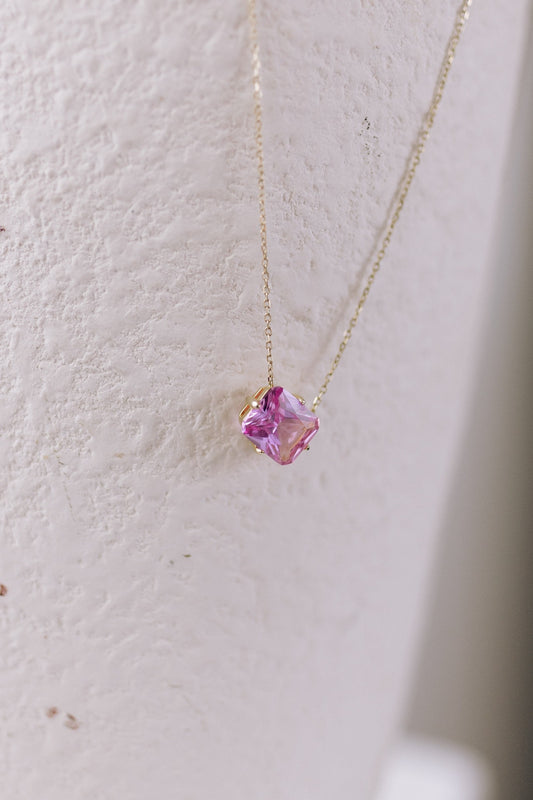 Pink Solitaire Necklace